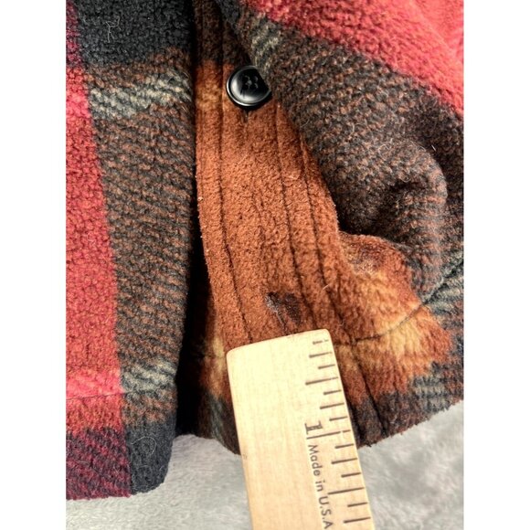 Fieldmaster Shacket Men Medium Red Plaid Sherpa Fleece Button-Up Warm Work Shirt - Picture 8 of 12